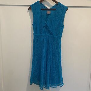 Rabbit Rabbit‎ Rabbit Dress Womens Petite 10P Turquoise Blue Lace Stretch